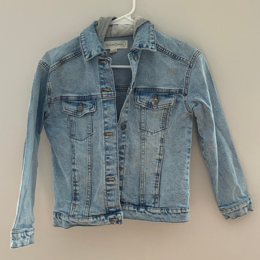 Treasure & Bond Denim hooded Jacket Girl's size M‎ 8-10
